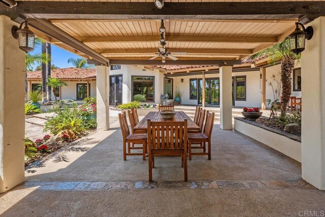 9 Rolling View Ln, Fallbrook, CA 92028 - view of patio / terrace with ceiling fan and outdoor dining area