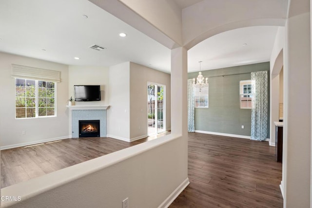 1655 Range Rd, Oxnard, CA 93036 - hall featuring a chandelier, dark wood finished floors, and recessed lighting