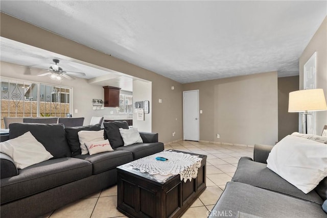 1571 S Reservoir St Unit C, Pomona, CA 91766 - living area featuring light tile patterned flooring and ceiling fan