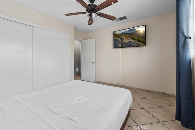 1571 S Reservoir St Unit C, Pomona, CA 91766 - bedroom featuring a closet, ceiling fan, and light tile patterned floors