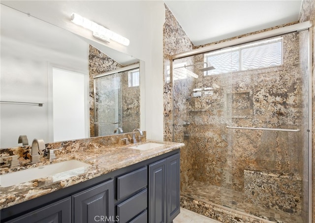 477 S Maidstone St, Banning, CA 92220 - bathroom with a stall shower and double vanity