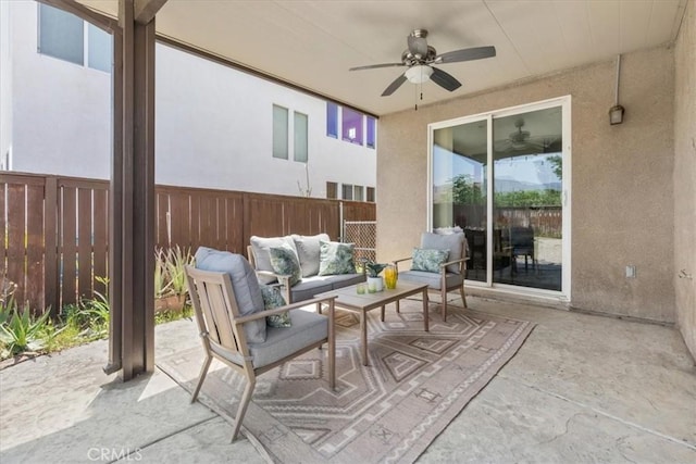 420 Deodar St, Redlands, CA 92374 - view of patio / terrace with outdoor lounge area and ceiling fan