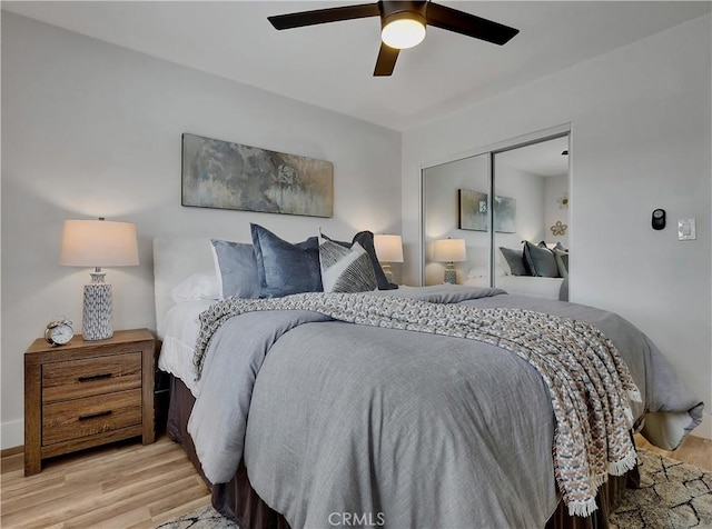 2867 Turnbull St, Oceanside, CA 92054 - bedroom with light wood-style flooring, a closet, and a ceiling fan