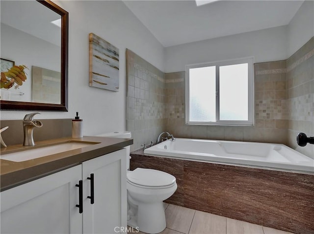 2867 Turnbull St, Oceanside, CA 92054 - full bath with a garden tub, vanity, and tile patterned flooring