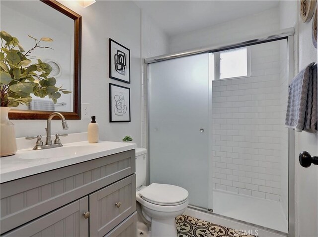 2867 Turnbull St, Oceanside, CA 92054 - bathroom with vanity, a stall shower, and tile patterned floors