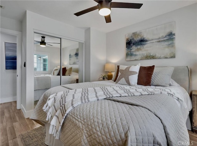 2867 Turnbull St, Oceanside, CA 92054 - bedroom featuring wood finished floors, a closet, and ceiling fan