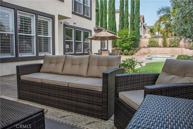 1671 Fairway Dr, Corona, CA 92883 - fenced backyard featuring outdoor lounge area and a patio