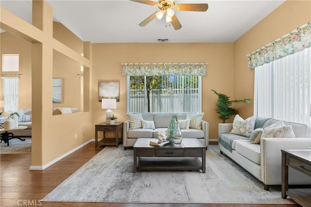 8 Chatri Cir, Lake Forest, CA 92610 - living room featuring wood finished floors and a ceiling fan
