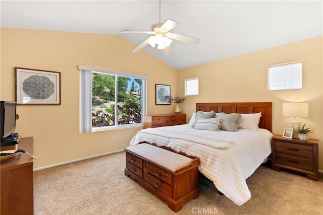 8 Chatri Cir, Lake Forest, CA 92610 - bedroom with light carpet, lofted ceiling, and ceiling fan