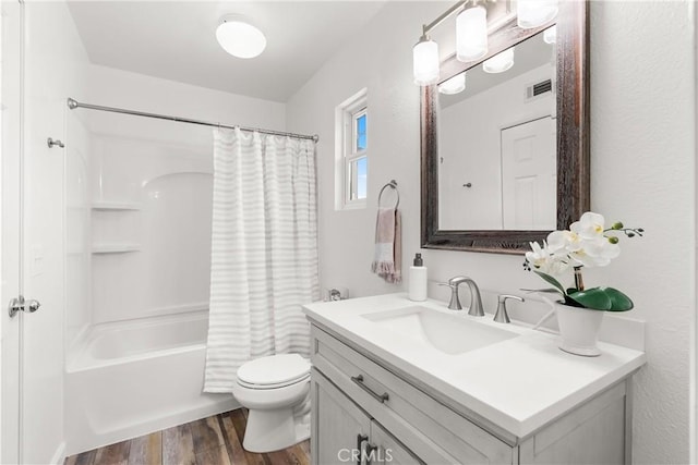 8 Chatri Cir, Lake Forest, CA 92610 - full bathroom featuring vanity, wood finished floors, and shower / bathtub combination with curtain