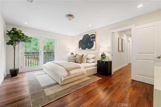 9767 Blantyre Dr, Beverly Hills, CA 90210 - bedroom with access to outside, dark wood-style flooring, and recessed lighting