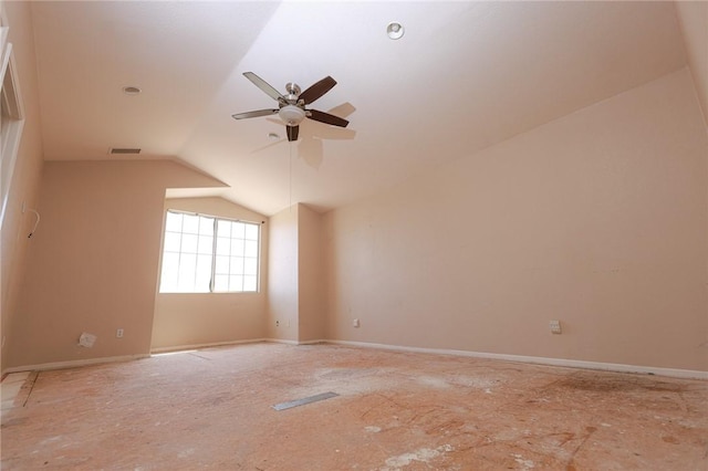 19385 Live Oak Ln, Lake Elsinore, CA 92530 - unfurnished room with vaulted ceiling and ceiling fan