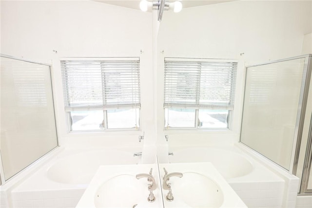 19385 Live Oak Ln, Lake Elsinore, CA 92530 - bathroom featuring a garden tub and a stall shower