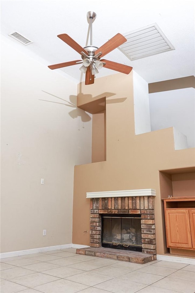 19385 Live Oak Ln, Lake Elsinore, CA 92530 - detailed view of a fireplace and a ceiling fan