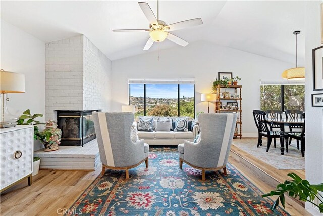 952 Margarita Ave, Grover Beach, CA 93433 - living area with vaulted ceiling, wood finished floors, plenty of natural light, and ceiling fan