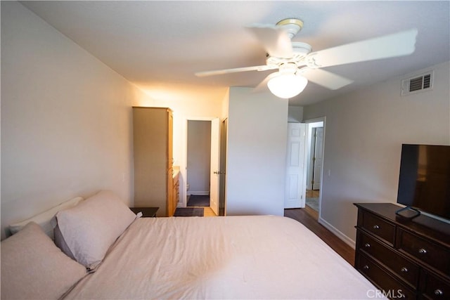 9025 La Vine St, Rancho Cucamonga, CA 91701 - bedroom with dark wood finished floors and ceiling fan