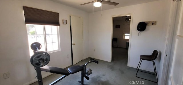 12101 Kern Ave, Boron, CA 93516 - workout room with ceiling fan and carpet flooring