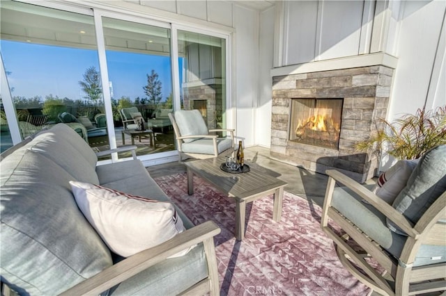 916 Trail View Pl, Nipomo, CA 93444 - view of patio featuring an outdoor living space with a fireplace