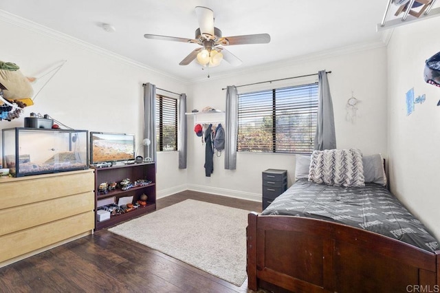 26267 Bellemore Dr, Ramona, CA 92065 - bedroom featuring wood finished floors, ornamental molding, and a ceiling fan