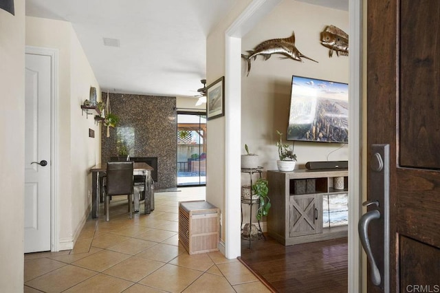 26267 Bellemore Dr, Ramona, CA 92065 - hallway with tile patterned floors and baseboards