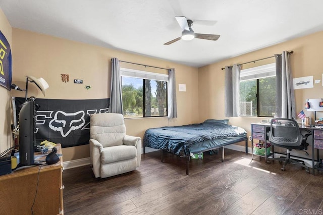 26267 Bellemore Dr, Ramona, CA 92065 - bedroom featuring wood finished floors and ceiling fan