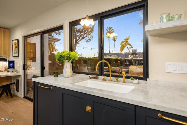 705 Alomar St, Ojai, CA 93023 - kitchen featuring plenty of natural light, pendant lighting, and light stone counters