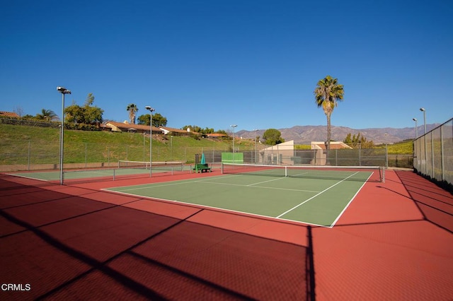 705 Alomar St, Ojai, CA 93023 - view of tennis court with a mountain view and community basketball court