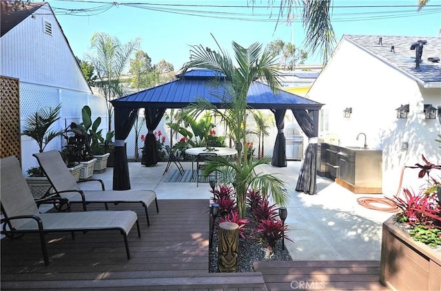2774 Sawtelle Blvd, Los Angeles, CA 90064 - wooden terrace with a gazebo, exterior kitchen, and a patio area