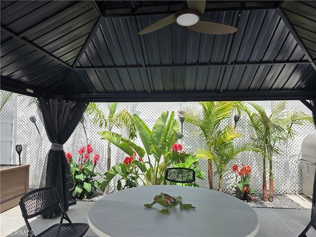 2774 Sawtelle Blvd, Los Angeles, CA 90064 - view of patio / terrace with a ceiling fan, outdoor dining space, and a gazebo
