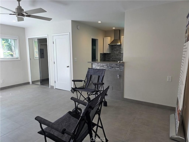 2774 Sawtelle Blvd, Los Angeles, CA 90064 - tiled dining room featuring a ceiling fan and recessed lighting