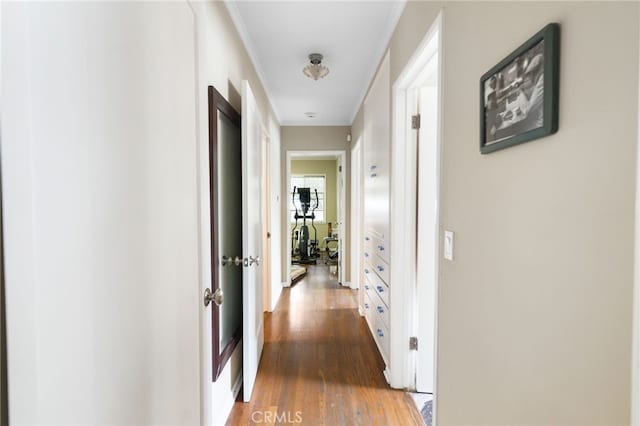 14060 Chandler Blvd, Sherman Oaks, CA 91401 - hallway featuring crown molding and wood finished floors