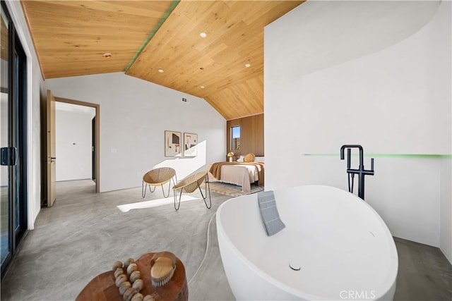 62290 Crestview Dr, Joshua Tree, CA 92252 - living area featuring wood ceiling and vaulted ceiling