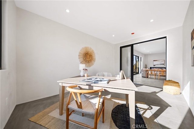62290 Crestview Dr, Joshua Tree, CA 92252 - dining room featuring recessed lighting and concrete flooring