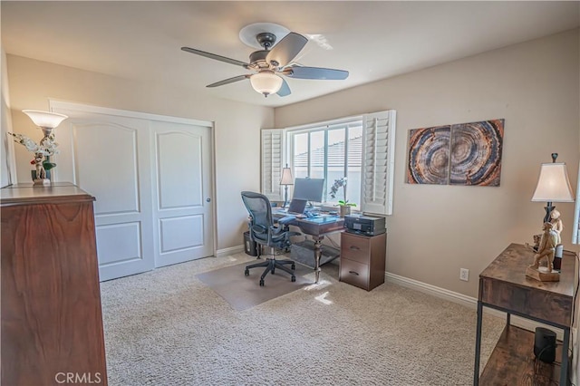 26511 Brooks Cir, Stevenson Ranch, CA 91381 - carpeted office space featuring baseboards and a ceiling fan