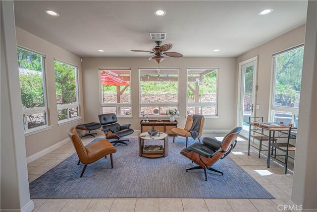 26511 Brooks Cir, Stevenson Ranch, CA 91381 - sitting room featuring plenty of natural light, recessed lighting, tile patterned floors, and a ceiling fan