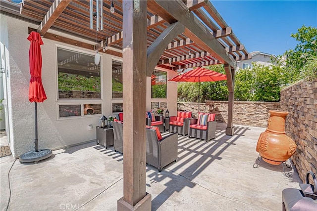 26511 Brooks Cir, Stevenson Ranch, CA 91381 - view of patio featuring a pergola and an outdoor living space