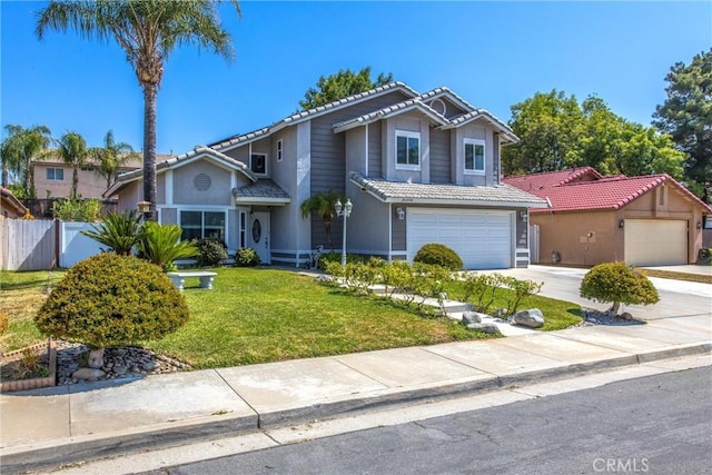 26490 Mapleridge Way, Moreno Valley, CA 92555 - traditional-style house with a tile roof, concrete driveway, stucco siding, and an attached garage