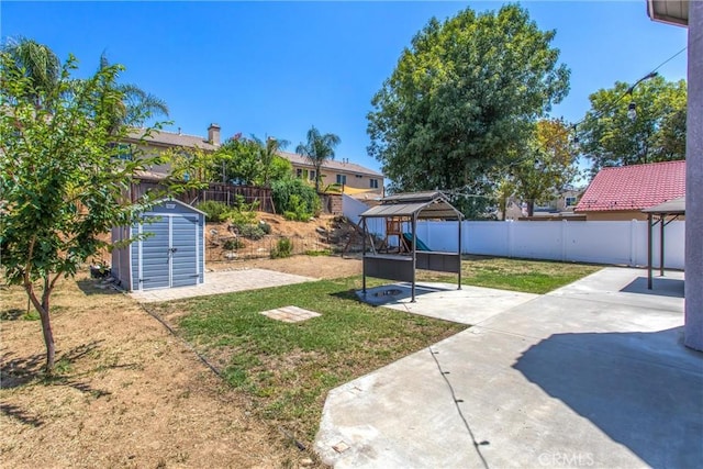 26490 Mapleridge Way, Moreno Valley, CA 92555 - fenced backyard featuring a gazebo, a storage shed, and a patio area