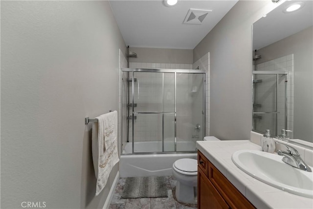 2175 Lester Ave, Clovis, CA 93619 - bathroom with vanity, combined bath / shower with glass door, and recessed lighting