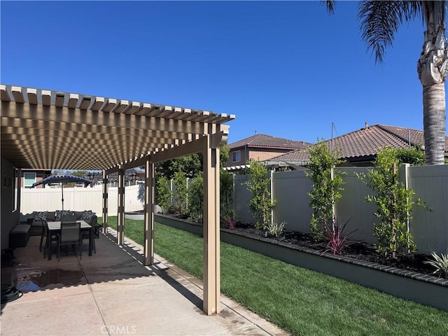 12073 Geode St, Jurupa Valley, CA 91752 - fenced backyard with a pergola, a patio, and outdoor dining space