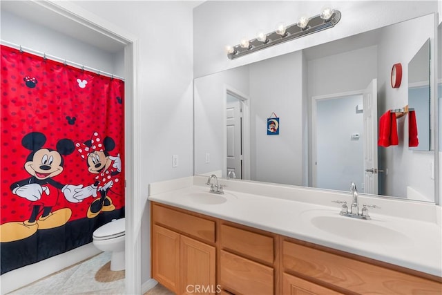 4604 Trojan Ct, Lancaster, CA 93536 - full bathroom with double vanity and curtained shower