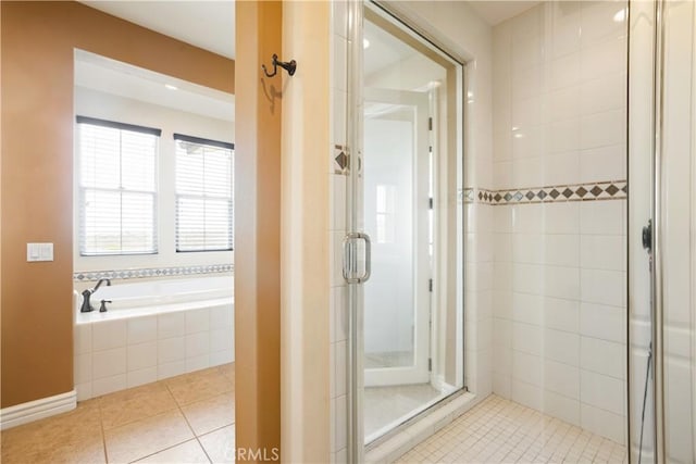 5156 Branding Iron Pl, Rancho Cucamonga, CA 91739 - full bath featuring a stall shower, tile patterned flooring, and a garden tub