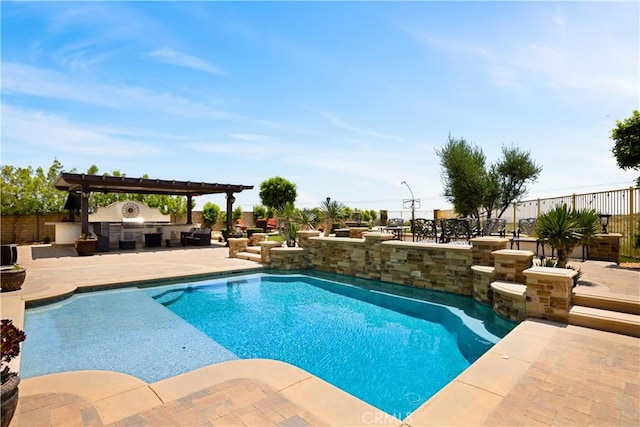 5156 Branding Iron Pl, Rancho Cucamonga, CA 91739 - view of swimming pool featuring area for grilling, a patio area, and a pergola