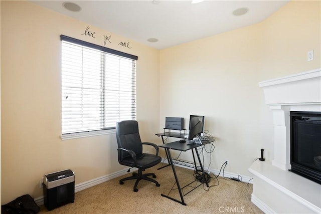5156 Branding Iron Pl, Rancho Cucamonga, CA 91739 - office area with carpet floors and a glass covered fireplace