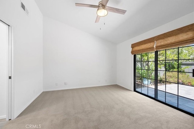 247 Oakwood Ct, Arroyo Grande, CA 93420 - carpeted empty room featuring a ceiling fan and vaulted ceiling