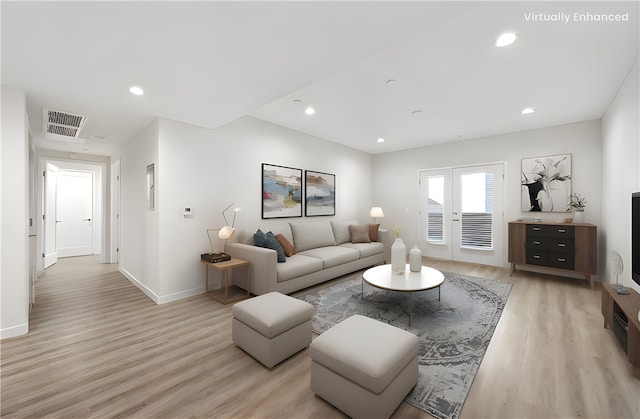 419 N Chandler Ave Unit 520, Monterey Park, CA 91754 - living room with light wood-style flooring, recessed lighting, and french doors