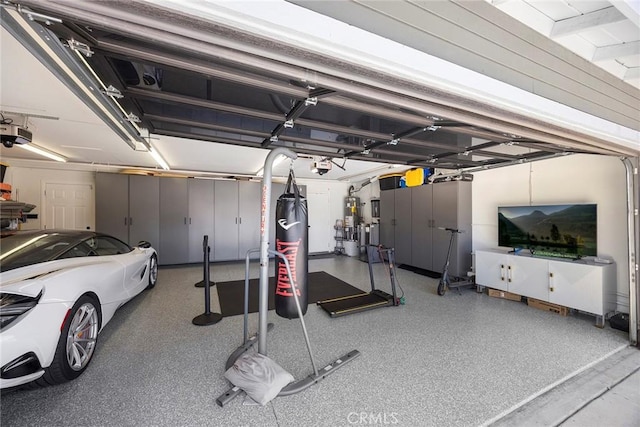 1041 S Falling Leaf Cir, Anaheim Hills, CA 92807 - garage featuring a garage door opener and water heater
