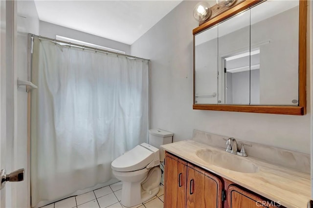 1510 E Newcrest Dr, West Covina, CA 91792 - full bath featuring tile patterned floors, vanity, and shower / bath combination with curtain