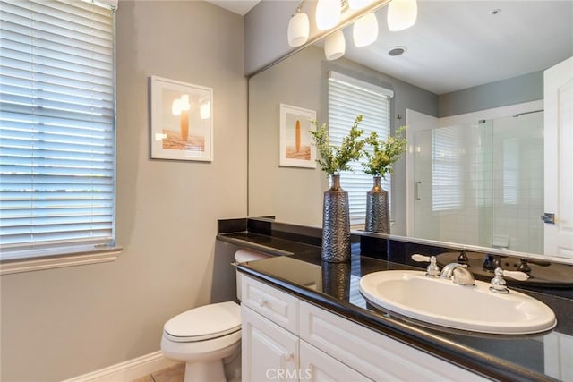 2155 Chandler Dr, Tustin, CA 92782 - full bath featuring vanity, a shower with shower door, plenty of natural light, and tile patterned floors
