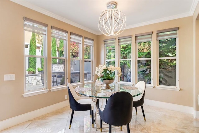 2155 Chandler Dr, Tustin, CA 92782 - dining area with a chandelier and ornamental molding